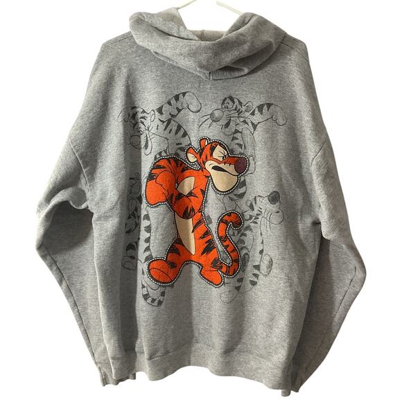 Disneyland Resort Full Zip Hoodie XL Gray Sweatshirt Unisex Adult Tigger Exc - Picture 2 of 8